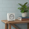 9" White Iron Square Table Clock