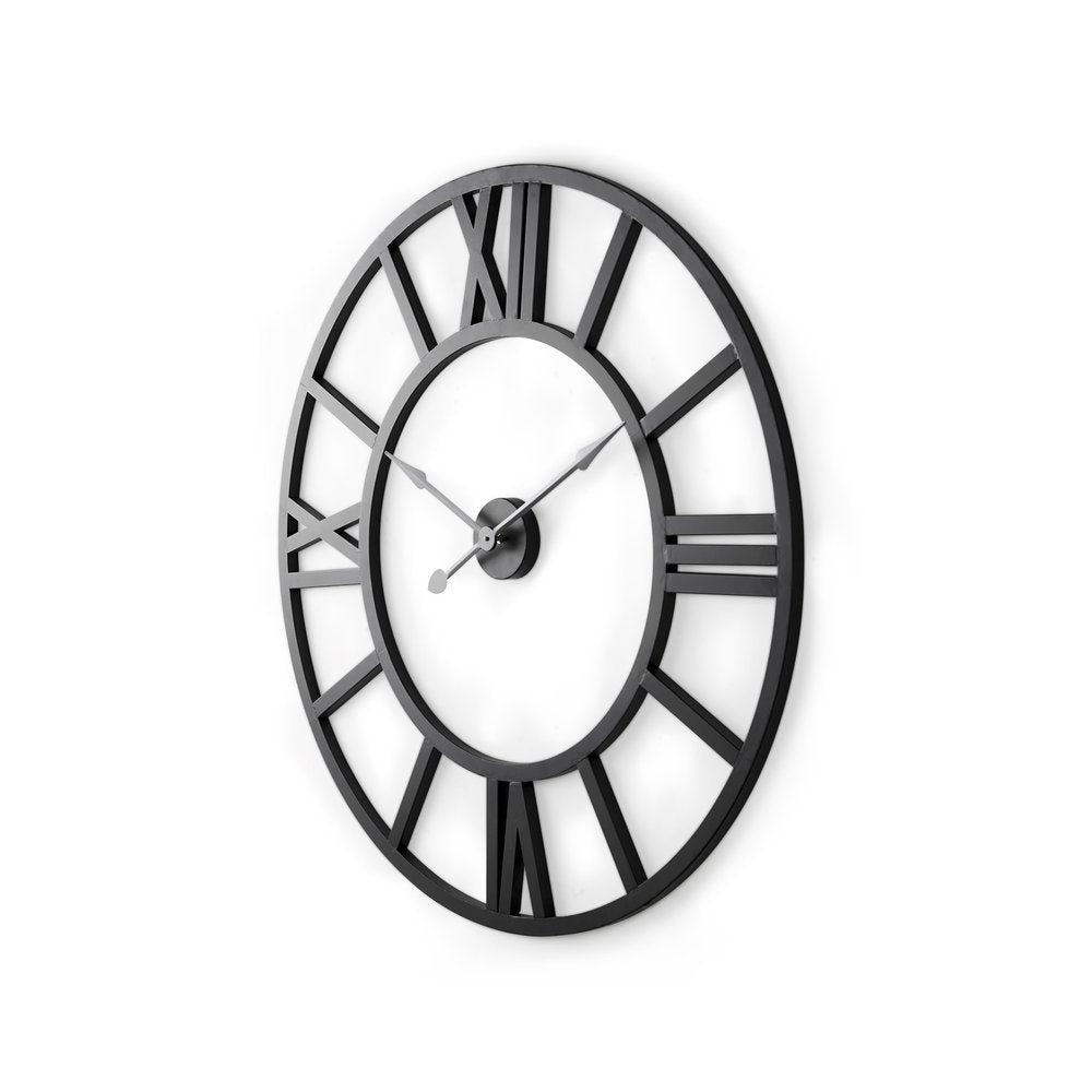 30" Black Iron Analog Round Wall Clock