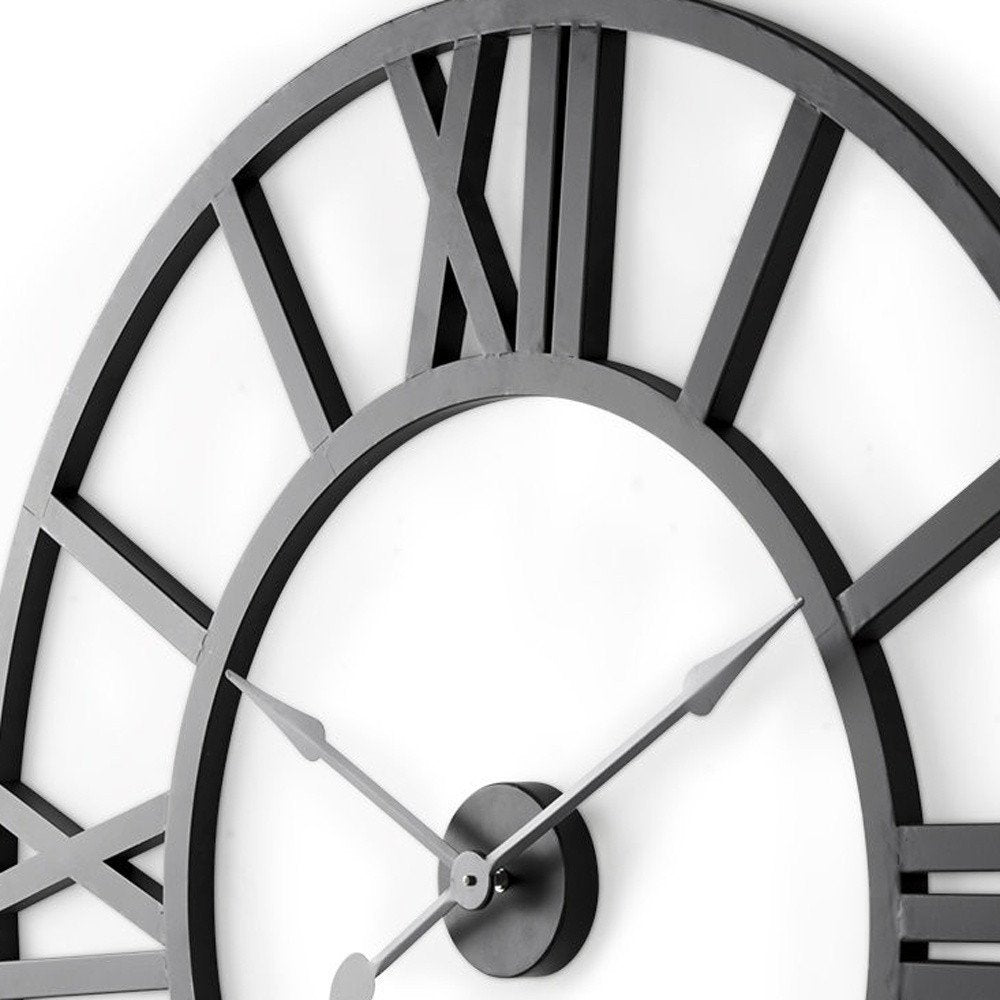 30" Black Iron Analog Round Wall Clock