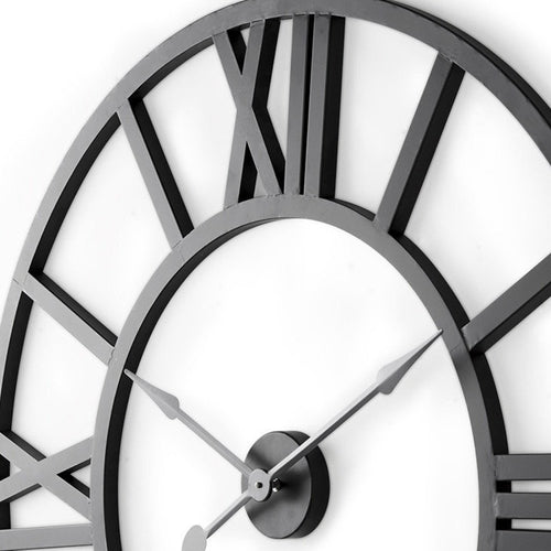 30" Black Iron Analog Round Wall Clock