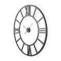 42" Black Iron Analog Round Wall Clock. Wall clock isolated on a plain white background, in a black metal finish.