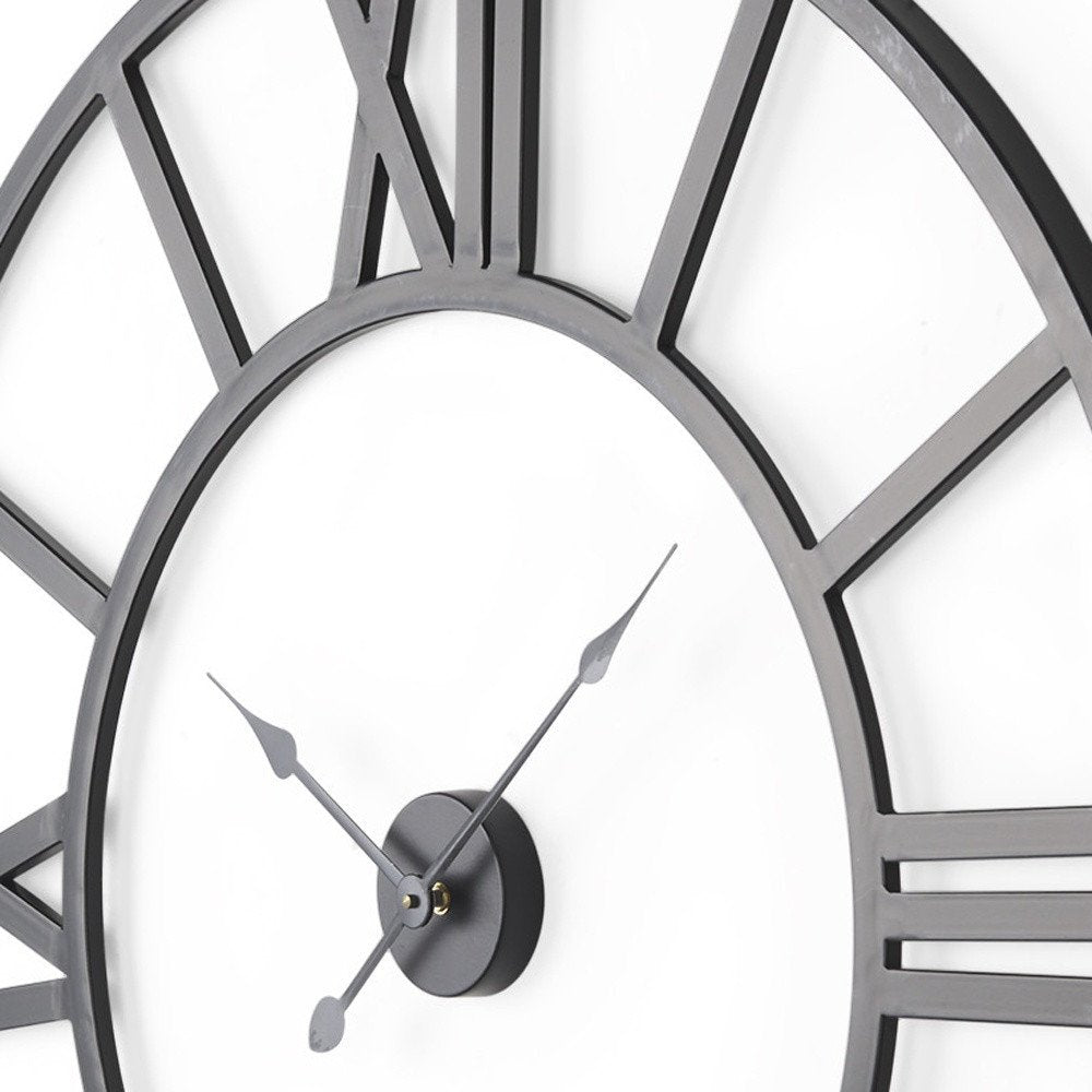 42" Black Iron Analog Round Wall Clock
