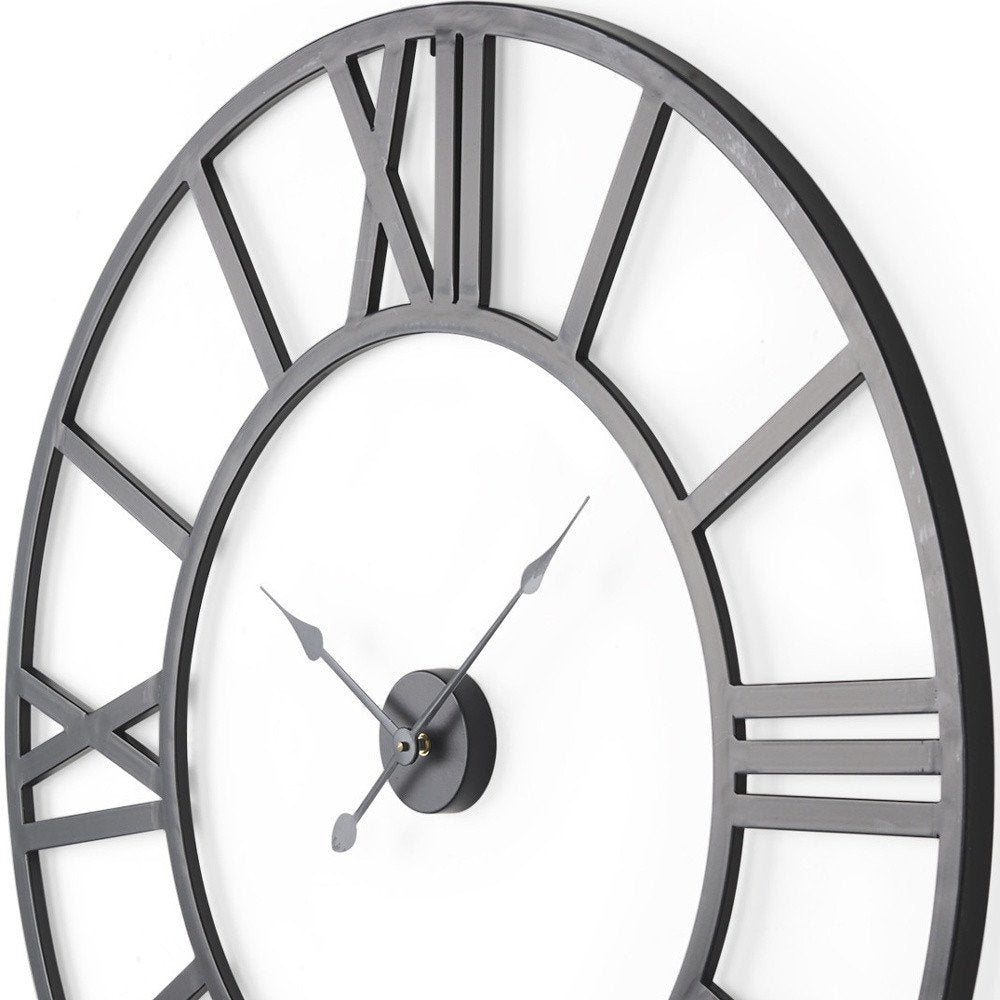 42" Black Iron Analog Round Wall Clock