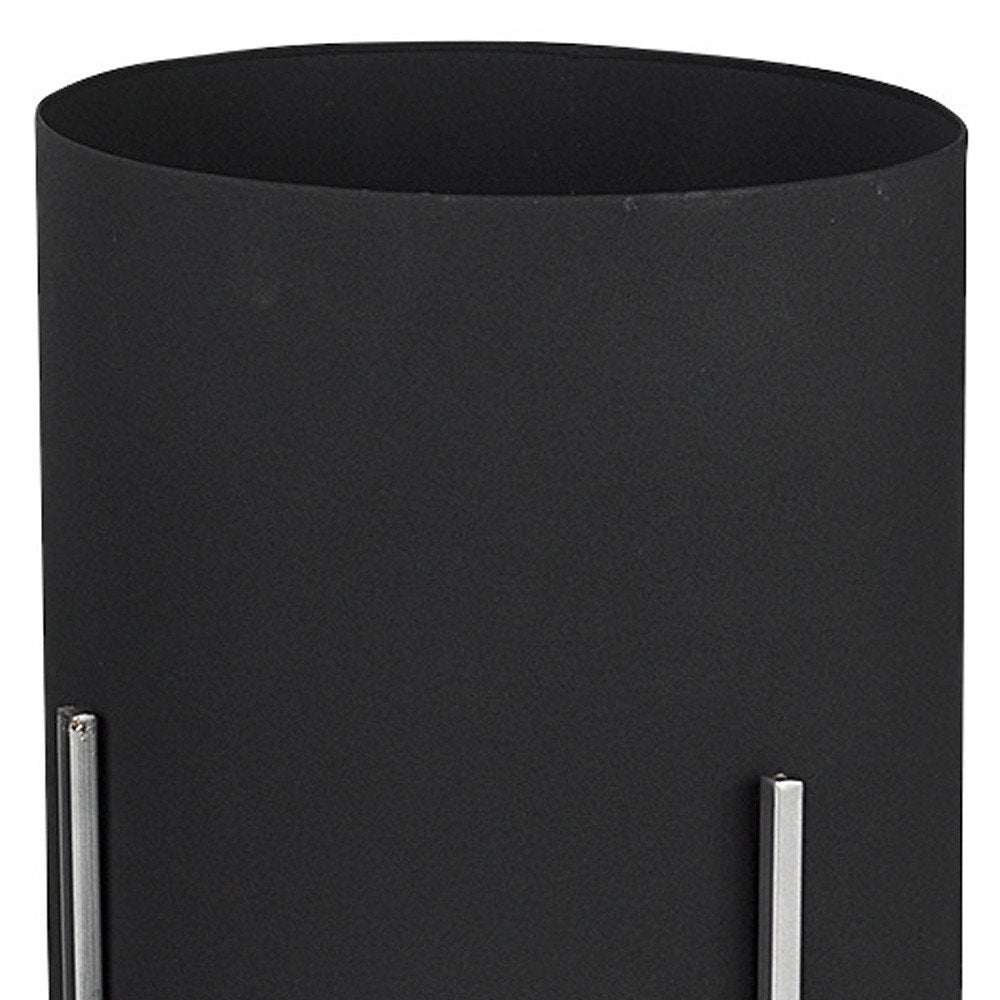 Set of Two Black Metal 20 Ounce Round Pot Planters