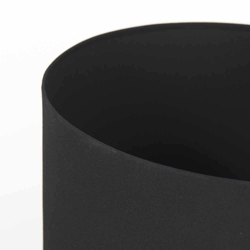 Set of Two Black Metal 20 Ounce Round Pot Planters - 24.5" H x 15" W x 15" D on a white background