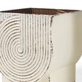 Set of Two White Metal 20 Ounce Rectangular Pot Planters close-up detail