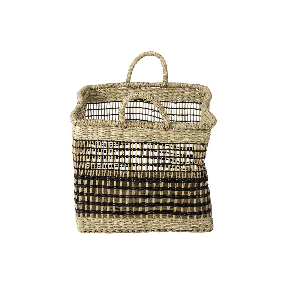 Set of Two Brown Nesting Water Hyacinth Basket on a white background