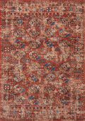 9' X 13' Red And White Tribal Washable Area Rug With UV Protection