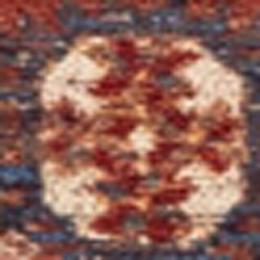 9' X 13' Red And White Tribal Washable Area Rug With UV Protection