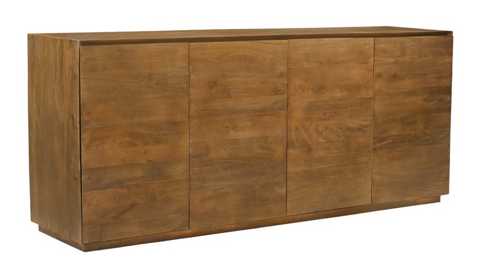 80" Tan Distressed Solid Wood Sideboard With Four Doors on a white background