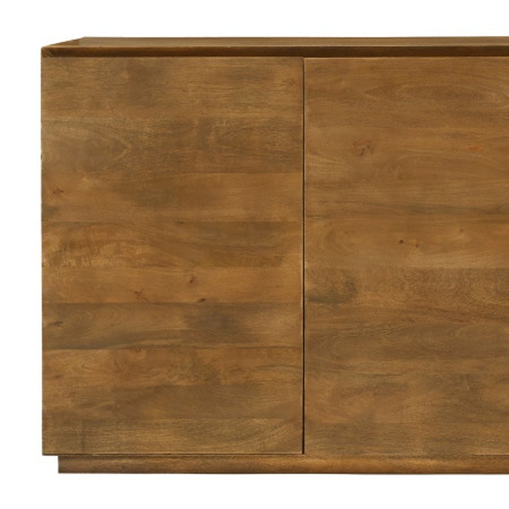 80" Tan Distressed Solid Wood Sideboard With Four Doors on a white background
