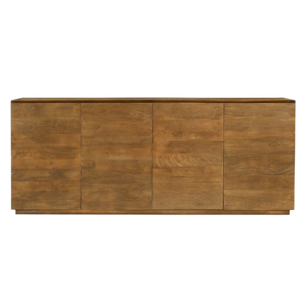 80" Tan Distressed Solid Wood Sideboard With Four Doors on a white background
