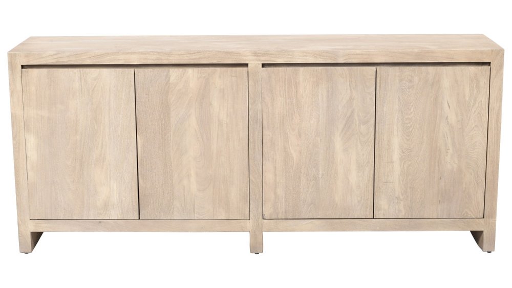 84" Ivory Distressed Reclaimed Wood Sideboard With Four Doors on a white background