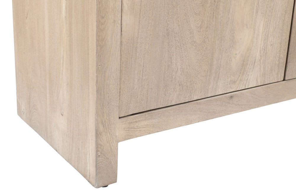 84" Ivory Distressed Reclaimed Wood Sideboard With Four Doors on a white background