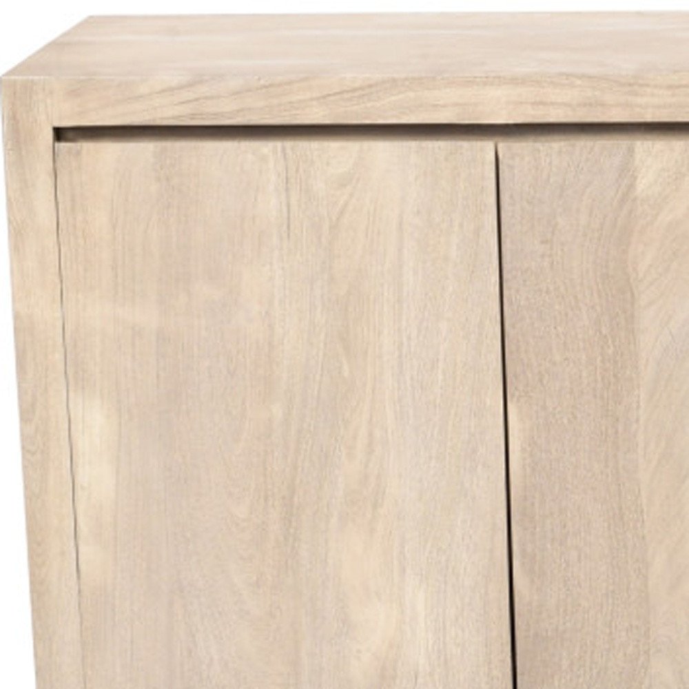 84" Ivory Distressed Reclaimed Wood Sideboard With Four Doors close-up detail