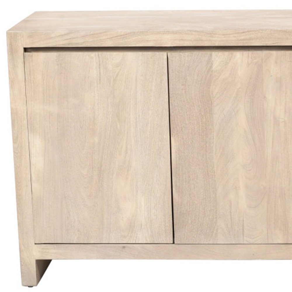 84" Ivory Distressed Reclaimed Wood Sideboard With Four Doors on a white background