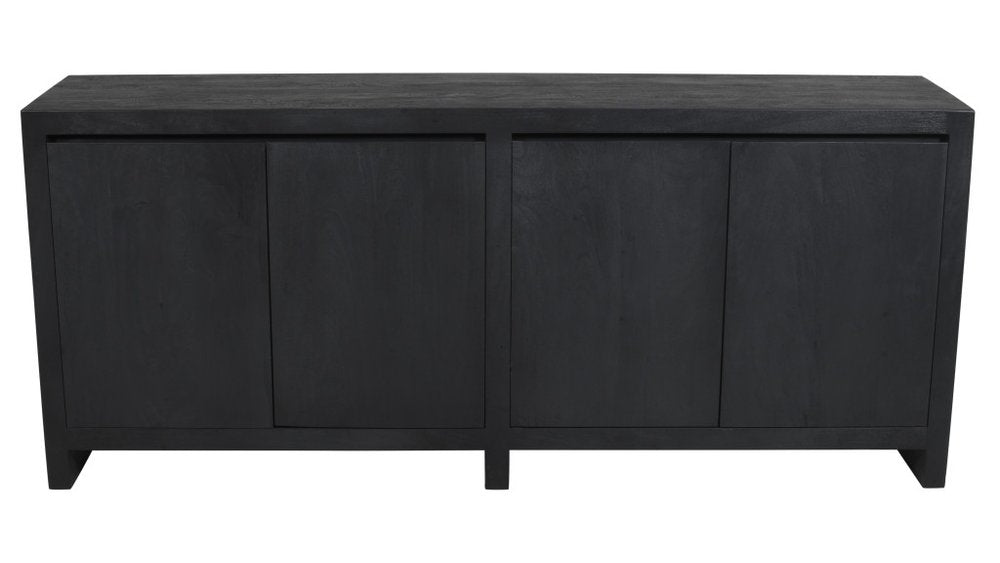 84" Graphite Distressed Reclaimed Wood Sideboard With Four Doors on a white background