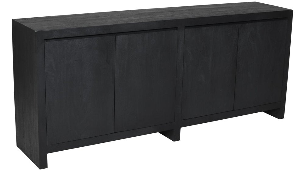 84" Graphite Distressed Reclaimed Wood Sideboard With Four Doors on a white background