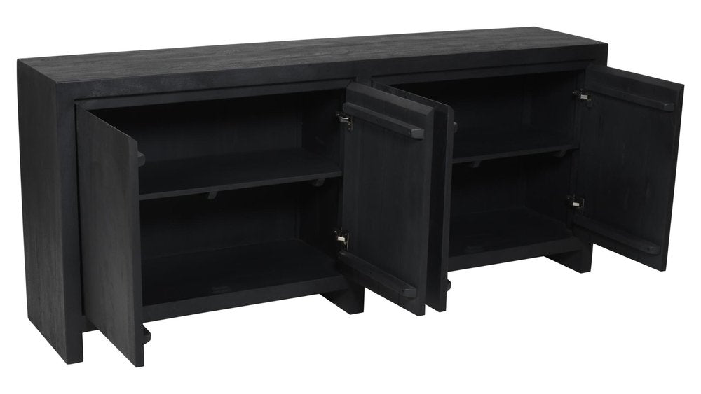 84" Graphite Distressed Reclaimed Wood Sideboard With Four Doors