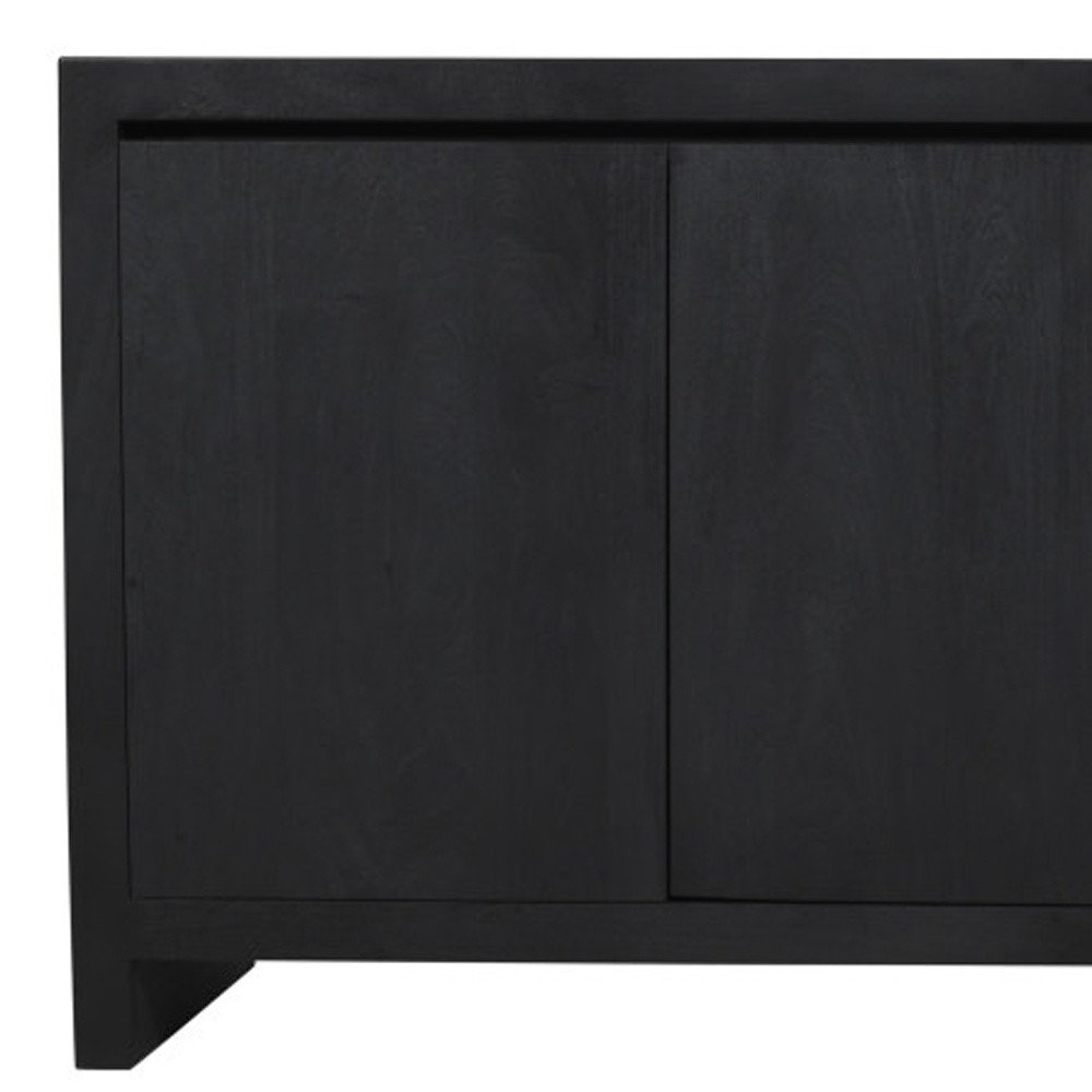 84" Graphite Distressed Reclaimed Wood Sideboard With Four Doors on a white background