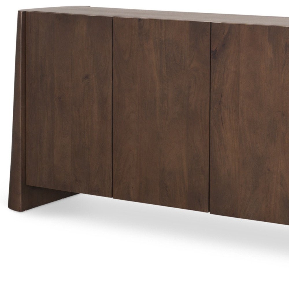 81" Brown Solid Wood Sideboard Soft Close with Four Doors on a white background