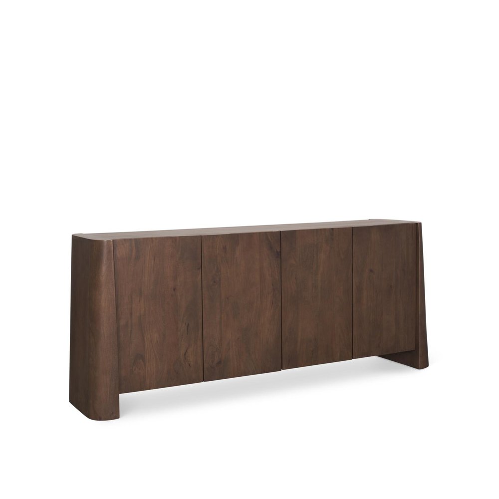 81" Brown Solid Wood Sideboard Soft Close with Four Doors on a white background