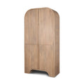 72" Natural Solid Wood Textured Door Arched Cabinet With Four Doors on a white background