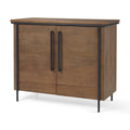40" Brown and Black Solid Wood and Metal Accent Cabinet With Two Doors