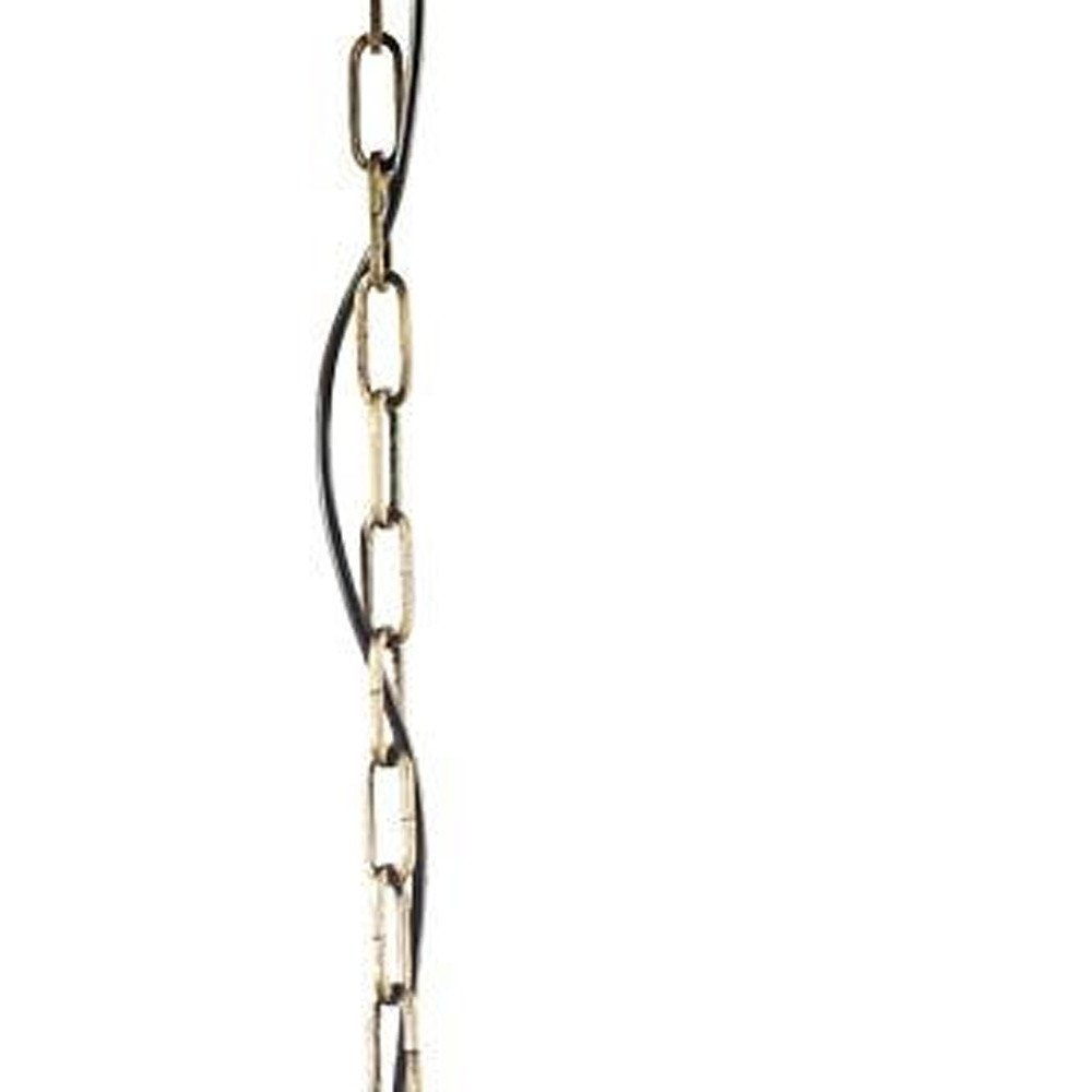 White And Gold Empire Three Light Metal and Beads Dimmable Chandelier on a white background