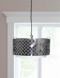 Charcoal Black And White Drum Metal Dimmable Chandelier With Black Shades