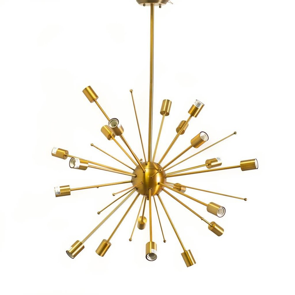 Gold Multi Light Metal Dimmable Chandelier on a white background