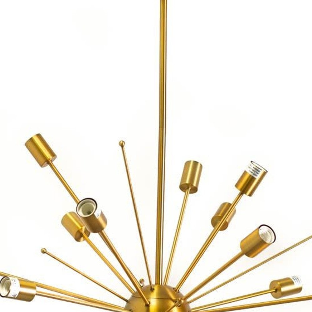 Gold Multi Light Metal Dimmable Chandelier on a white background
