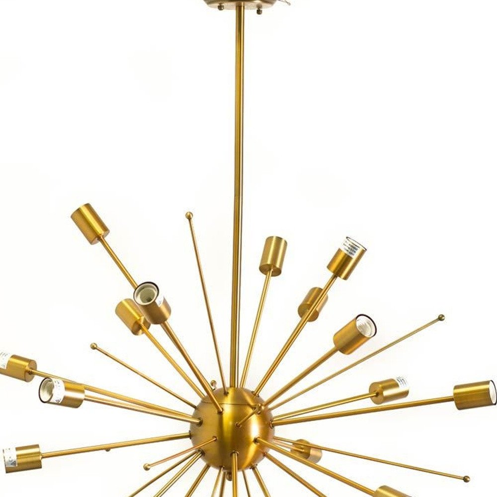 Gold Multi Light Metal Dimmable Chandelier on a white background