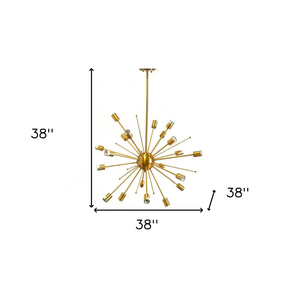 Gold Multi Light Metal Dimmable Chandelier on a white background