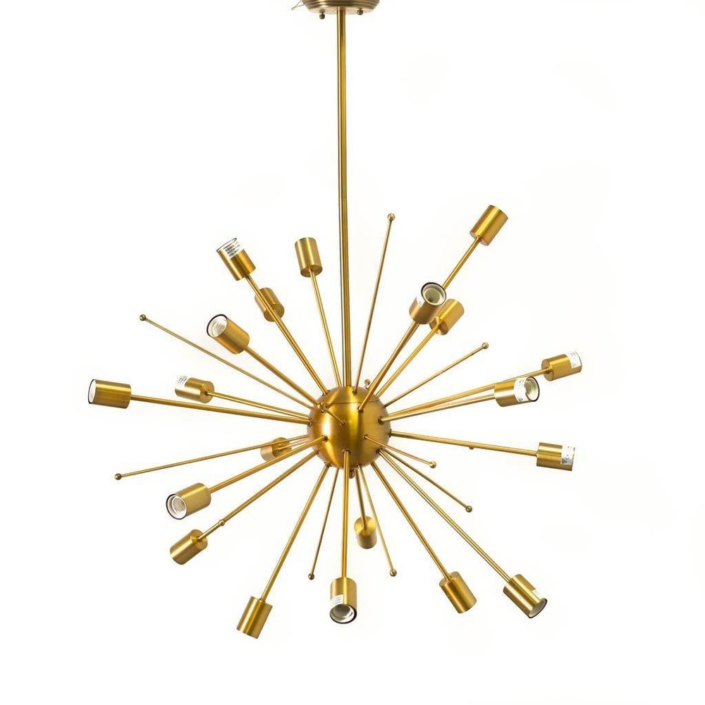 Gold Multi Light Metal Dimmable Chandelier on a white background