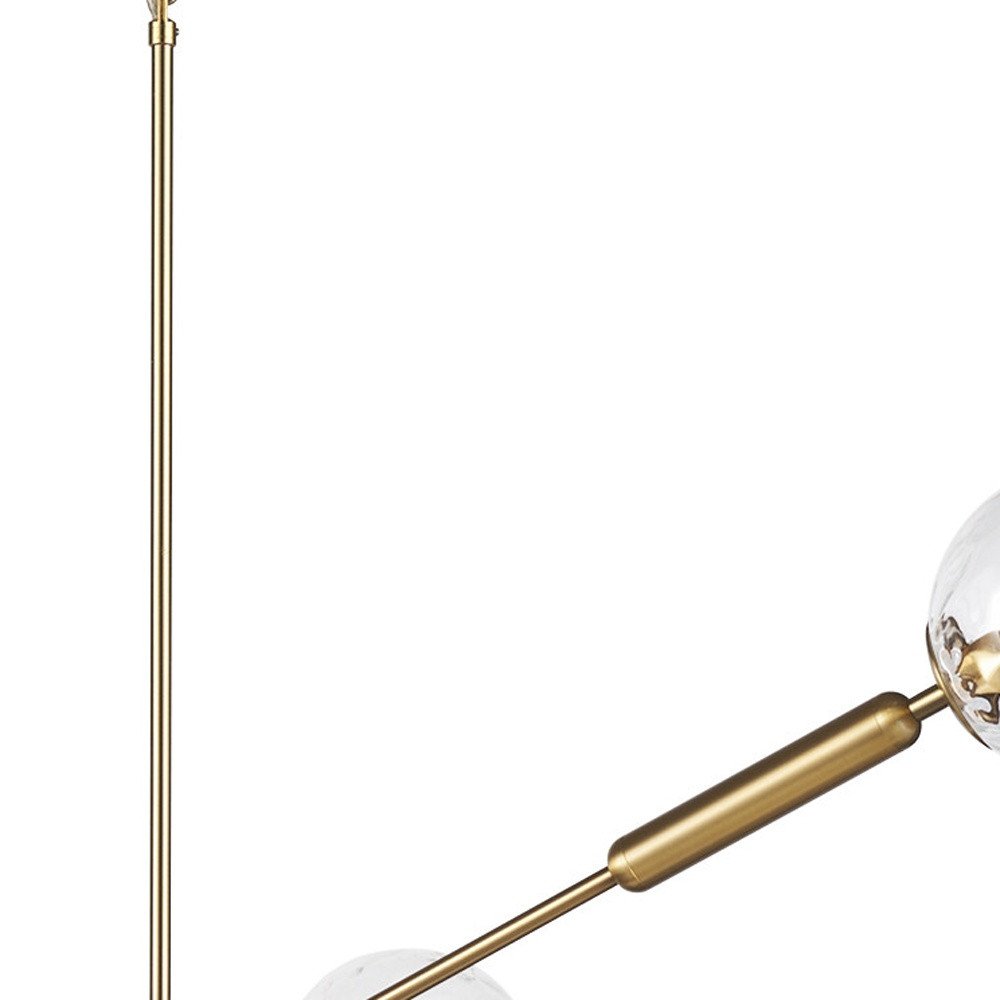 Gold Sputnik Six Light Metal and Glass Dimmable Chandelier With Clear Shades