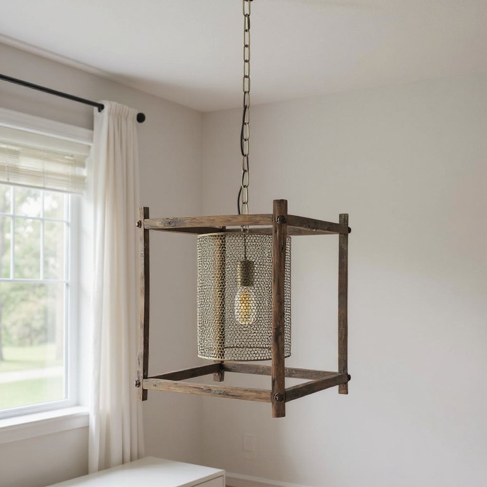 Gold Metal Single Dimmable Ceiling Light With Gold Shades
