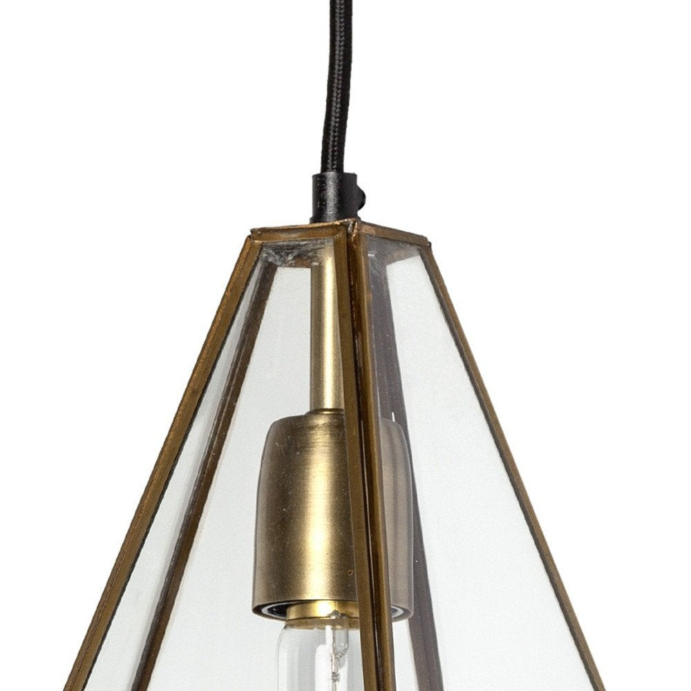 Clear And Gold Single Metal Dimmable Ceiling Light With Clear Shades on a white background