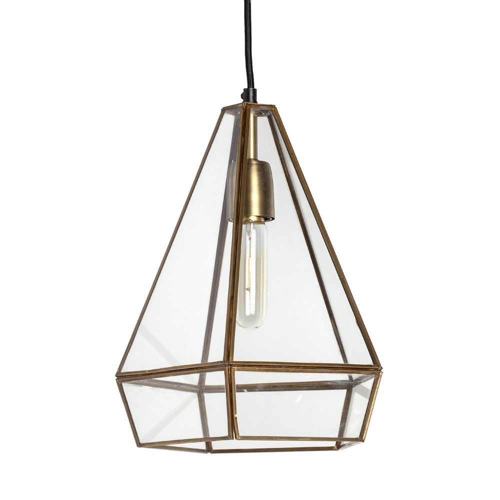 Clear And Gold Single Metal Dimmable Ceiling Light With Clear Shades