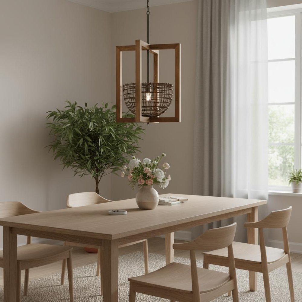 Brown Single Metal Dimmable Ceiling Light With Brown Shades in a home interior