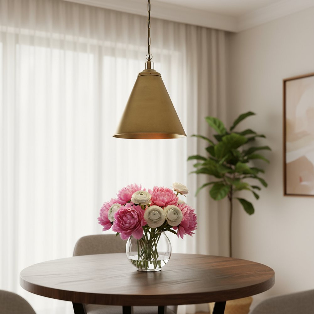 Gold Single Metal Dimmable Ceiling Light With Gold Shades in a home interior
