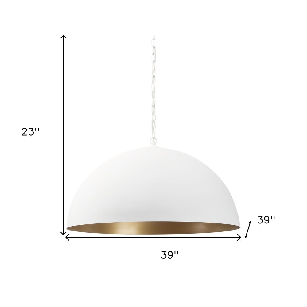 White Single Metal Dimmable Ceiling Light With White Shades on a white background