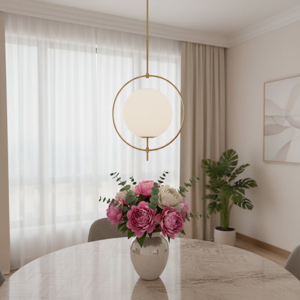 White Single Metal Dimmable Ceiling Light With White Shades on a white background