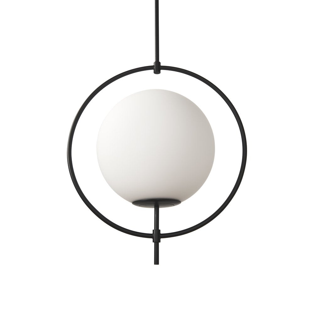 Black And White Single Metal Dimmable Ceiling Light With White Shades on a white background