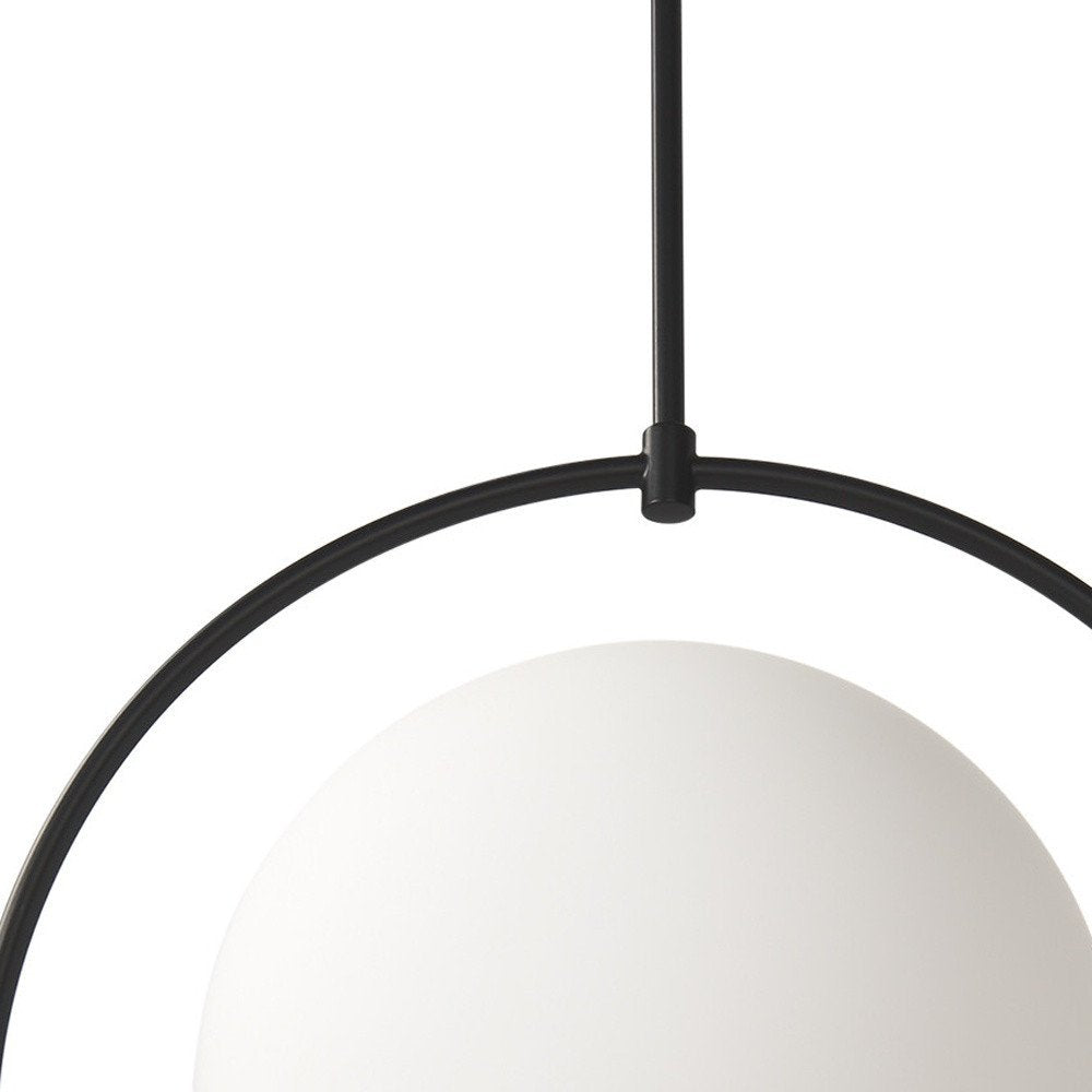 Black And White Single Metal Dimmable Ceiling Light With White Shades on a white background