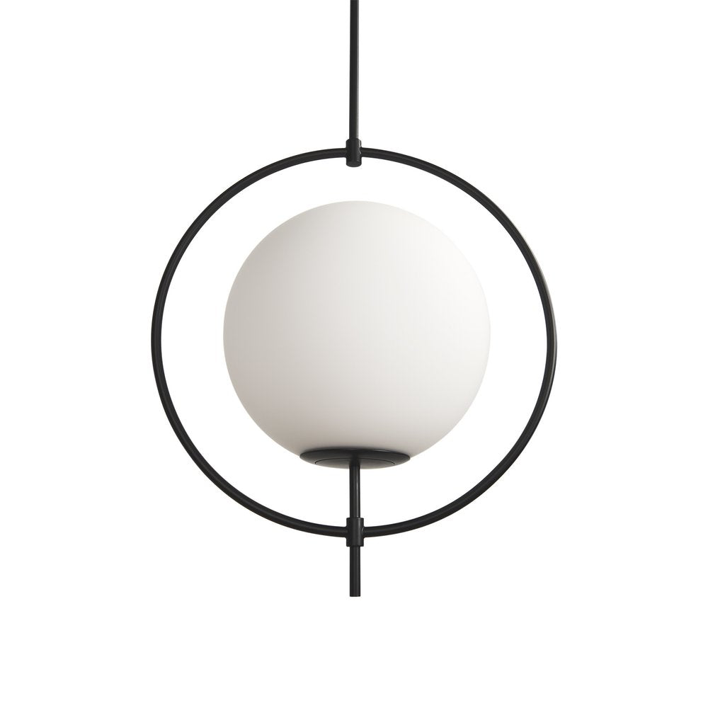Black And White Single Metal Dimmable Ceiling Light With White Shades on a white background