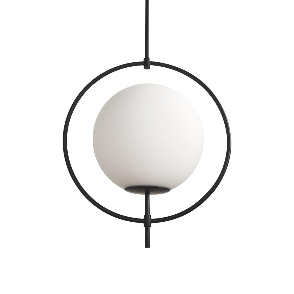 Black And White Single Metal Dimmable Ceiling Light With White Shades on a white background