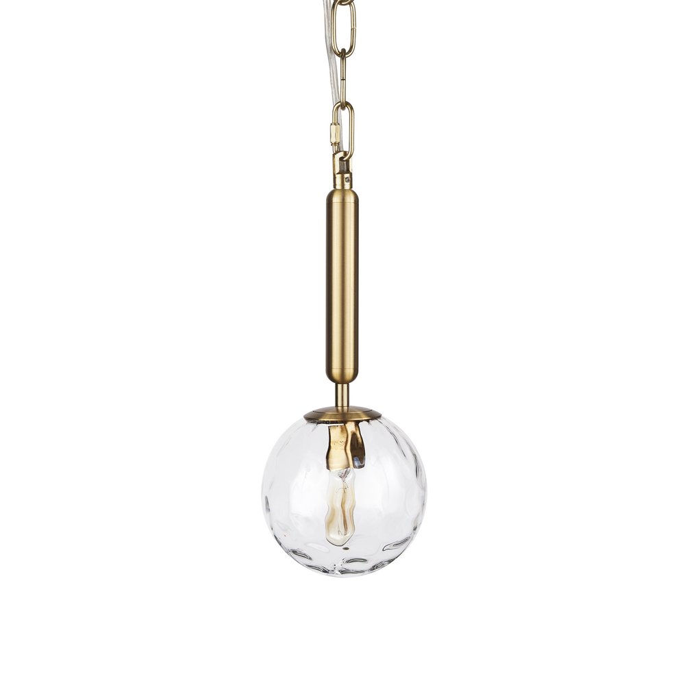 Clear And Gold Single Metal Dimmable Ceiling Light With Clear Shades