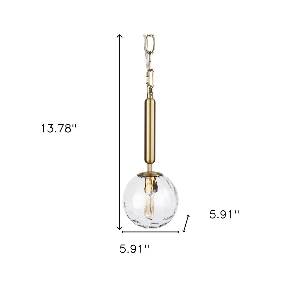 Clear And Gold Single Metal Dimmable Ceiling Light With Clear Shades