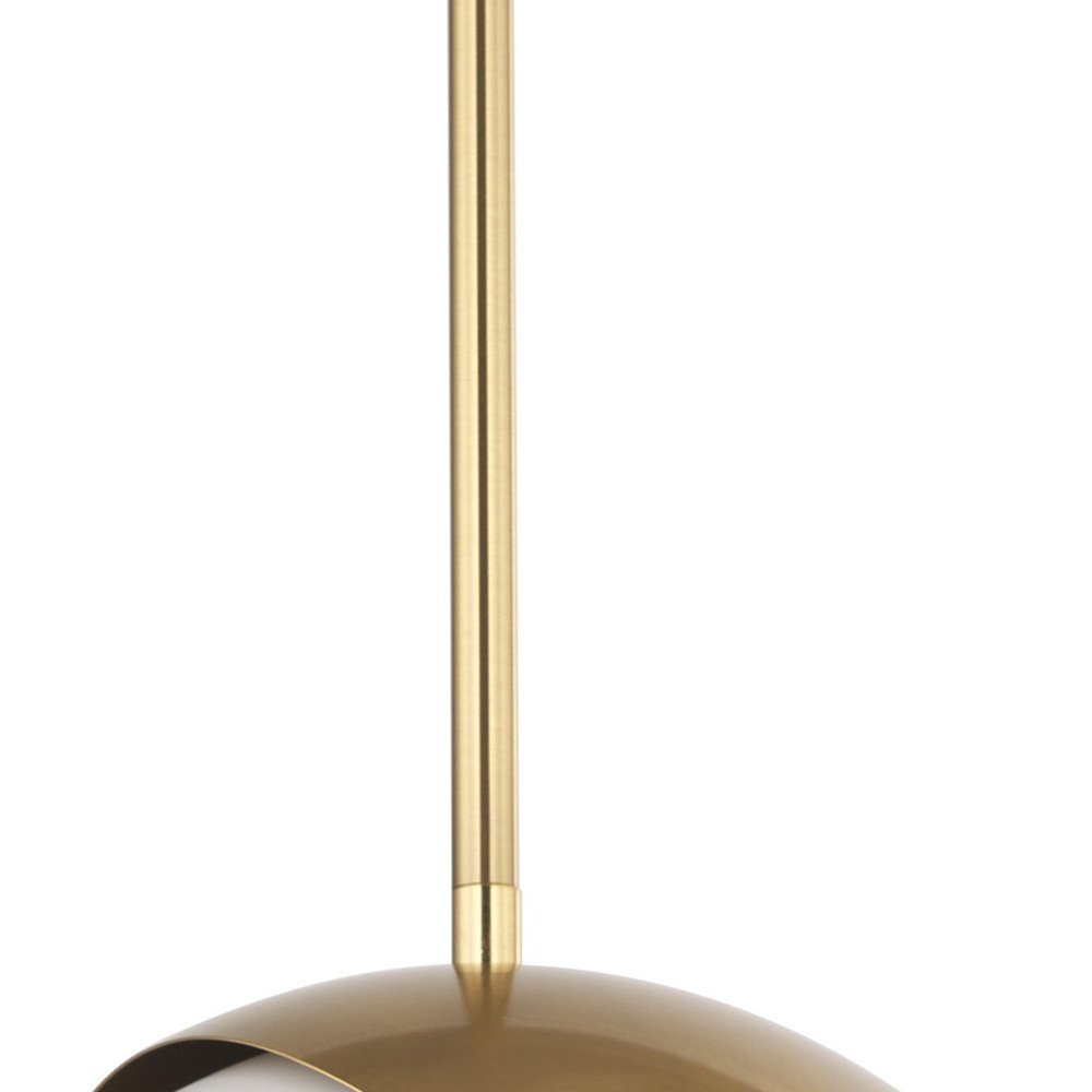 Brass And White Single Metal Dimmable Ceiling Light With White Shades on a white background